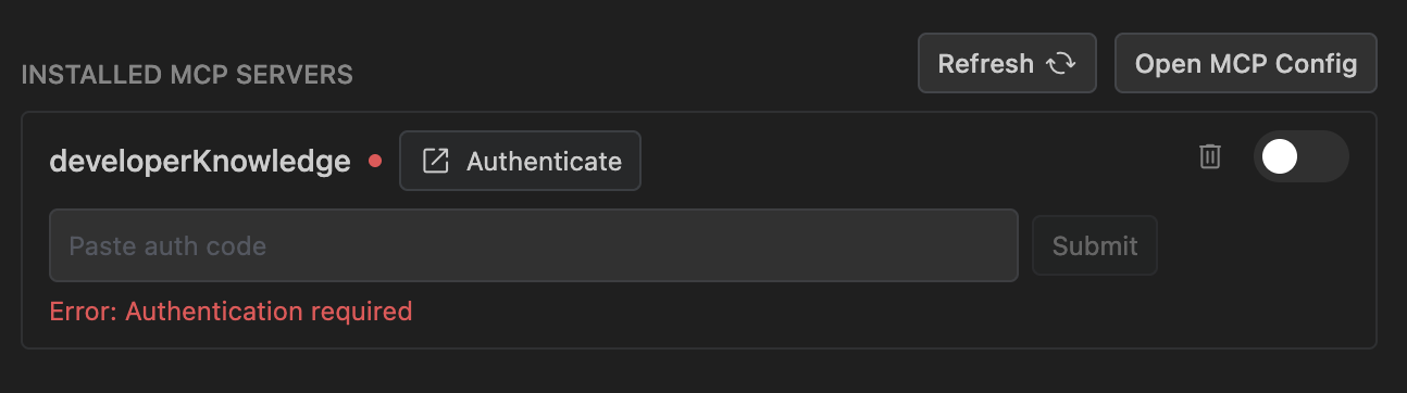 Paste auth code